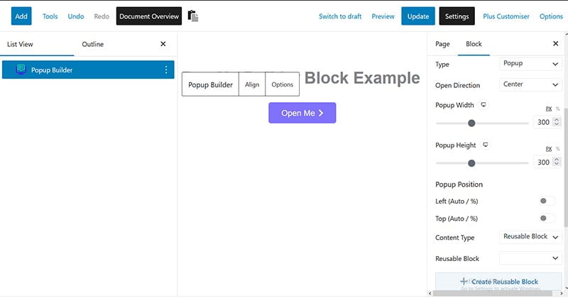 How to create a pop-up form in WordPress? (2023) 110 pop-up-block-editor