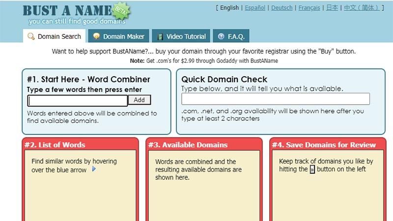 How to Use a Domain Name Generator to Find Your Perfect Website Name? 18 bustAname-domain-search