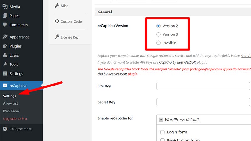 How to Stop Spam Comments on WordPress Posts? 14 captcha-settings